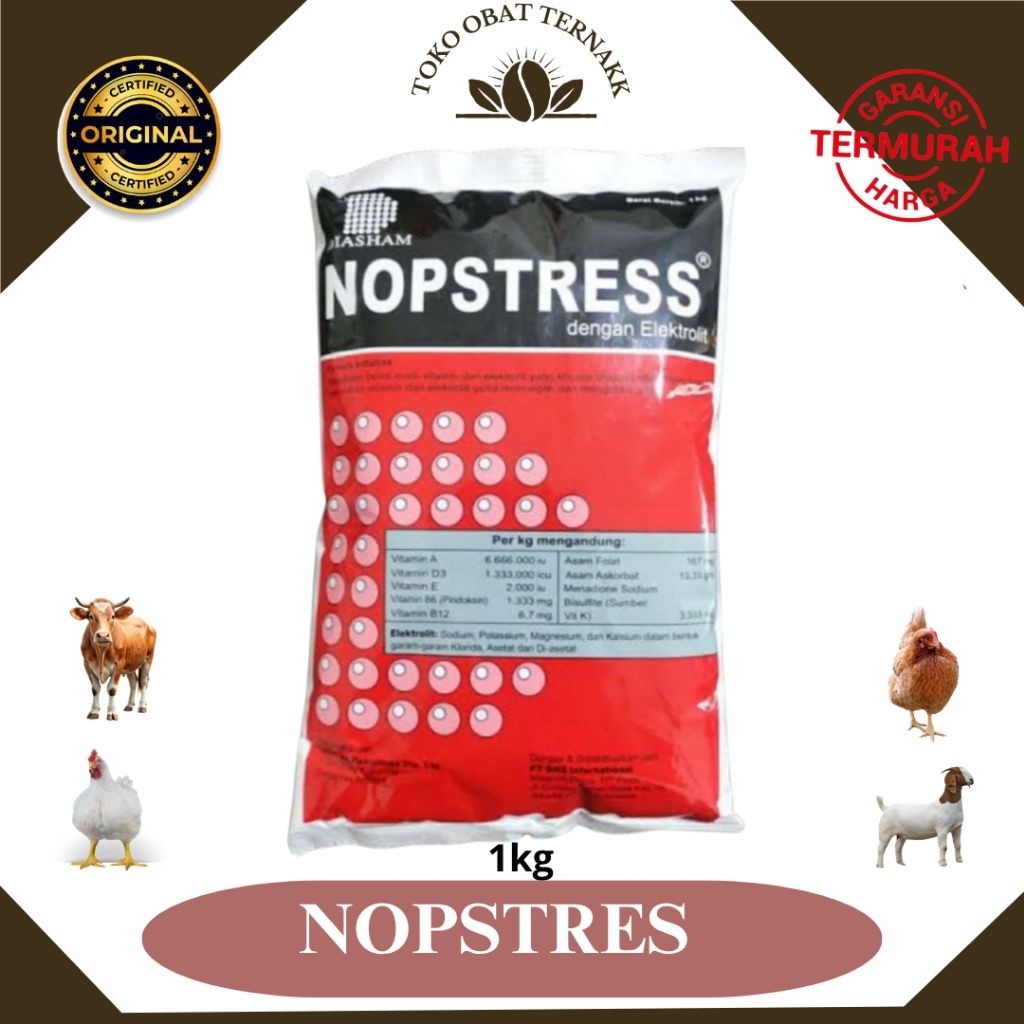 NOPSTRESS 1 KG - Vitamin Ayam Multivitamin & Elektrolit Anti Stress Pada Ayam Unggas