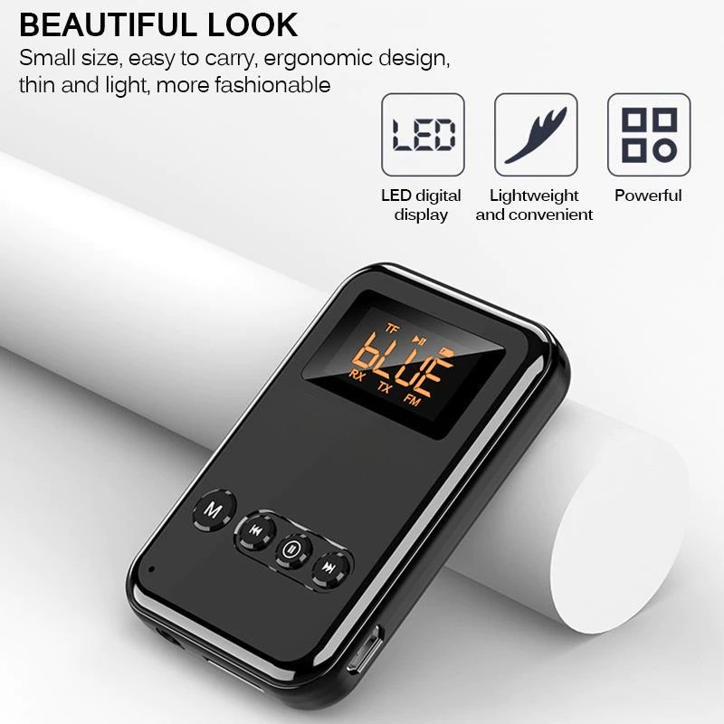 Audio Bluetooth 5.0 Transmitter Receiver Adapter AUX FM