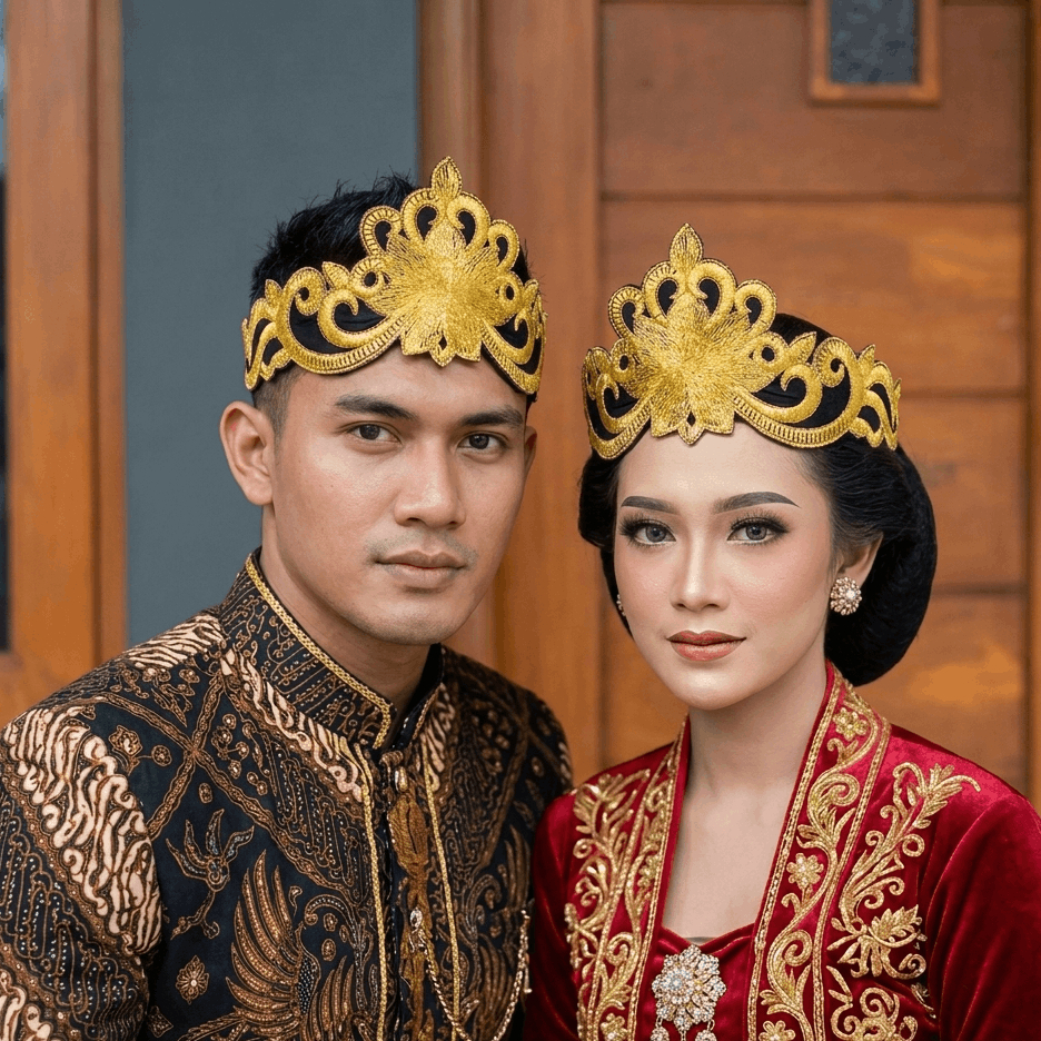 Mahkota - Mahkota Siger Motif Gurita Bordir  Bahan Spon Memakai Tali Ikat Karet Khas Lampung | Akses