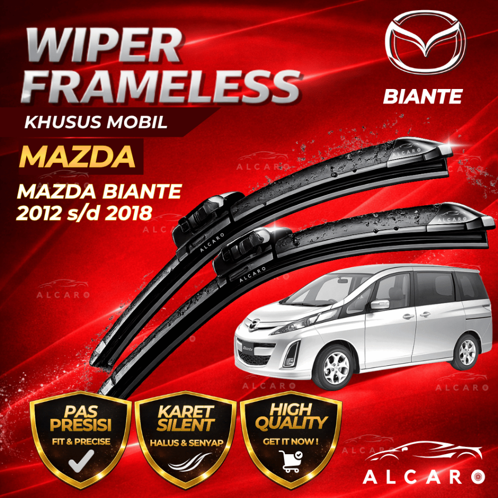 Alcaro Wiper Frameless MAZDA BIANTE 2012 s/d 2018 Original Premium - Sapu Kaca MAZDA BIANTE - Wiper 