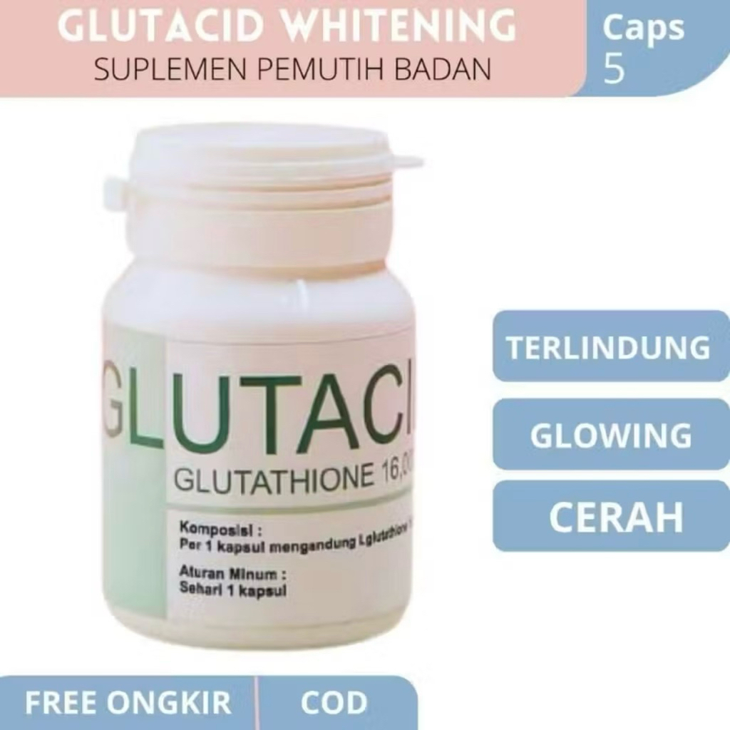 Glutacid Kapsul Pemutih Badan 30 Kapsul - Mencerahkan Kulit, Menghilangkan Jerawat, Antioksidan