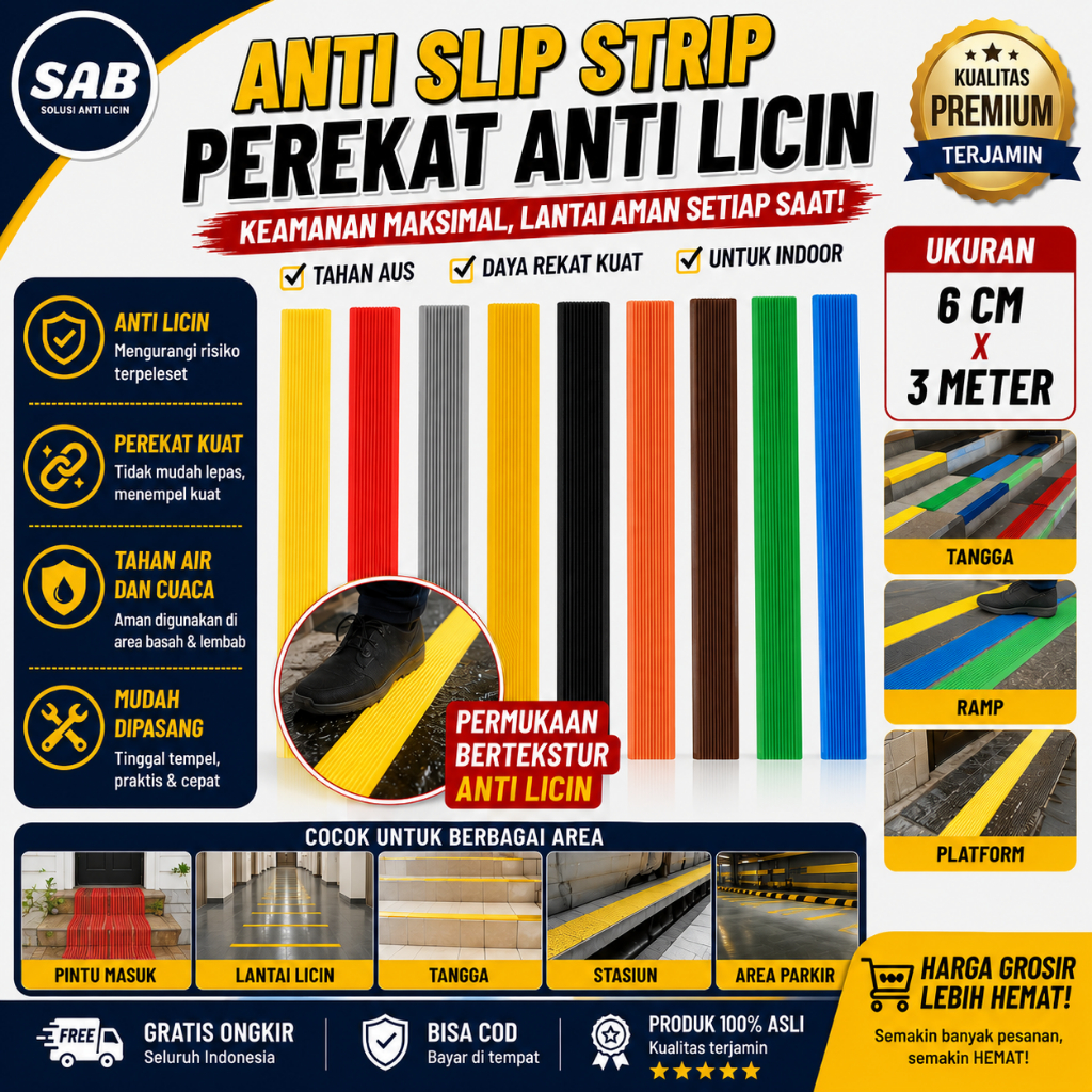 Lis Karet Tangga Anti Slip 3 Meter | Lis Pengaman Tangga Anti Licin