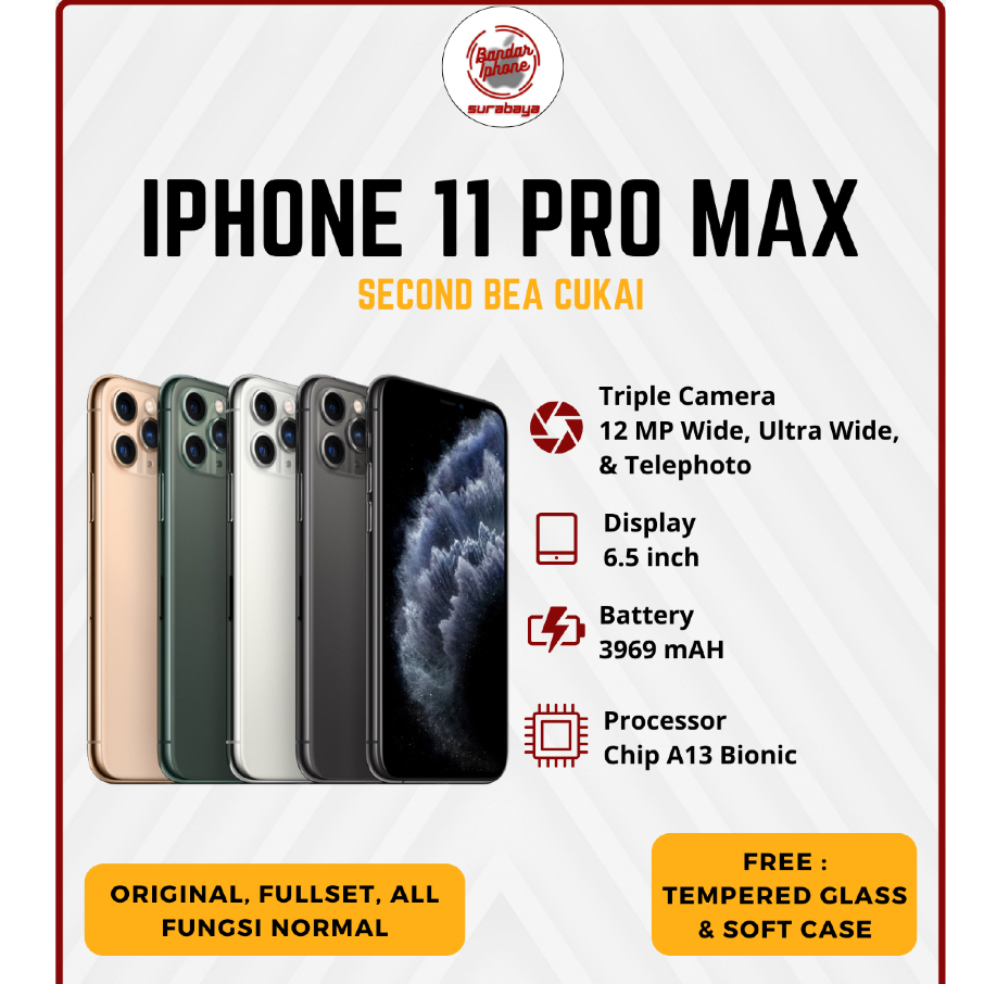 iPhone 11 Pro Max 64GB/256GB/512GB Fullset Second Bea Cukai Bergaransi