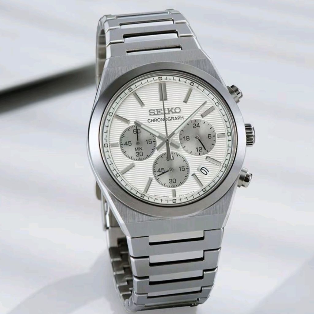 Seiko SSB451P1 chrono silver jam tangan cowok original