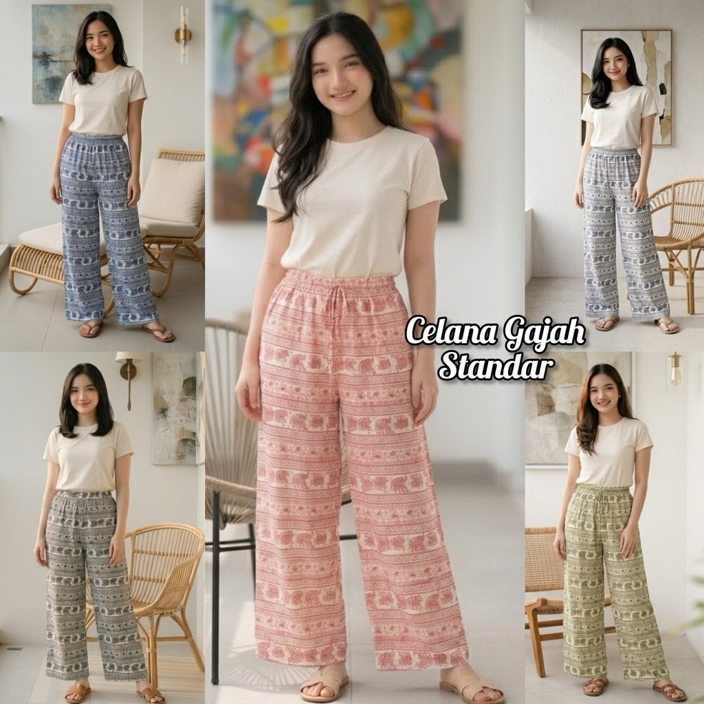 Celana Kulot motif GAJAH Warna Pink Standart