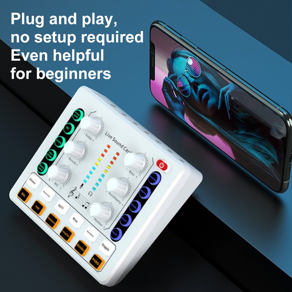 M8 Peralatan Streaming Langsung Kit Mikrofon Kit Kartu Suara Bluetooth 12 Opsi Penyetelan Musik Kit
