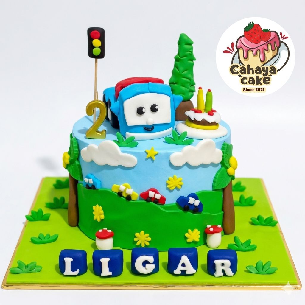 Kue Ulang Tahun Leo Th3 Truck / Custom Cake / Kue Ulang Tahun Mobil