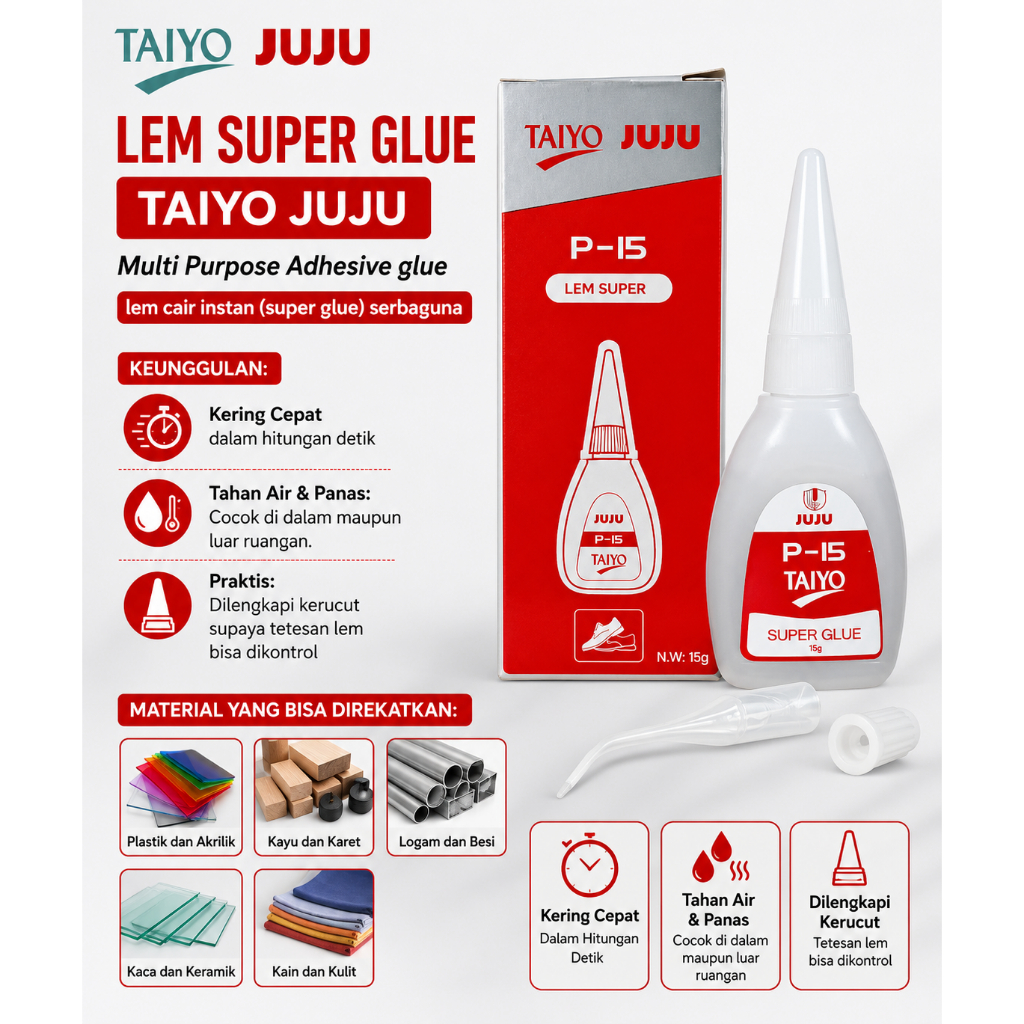 Lem Tetes /Lem Korea /Lem Gila/ Power Glue/Lem Super TAIYO - Serba Guna - Satuan [1pc]