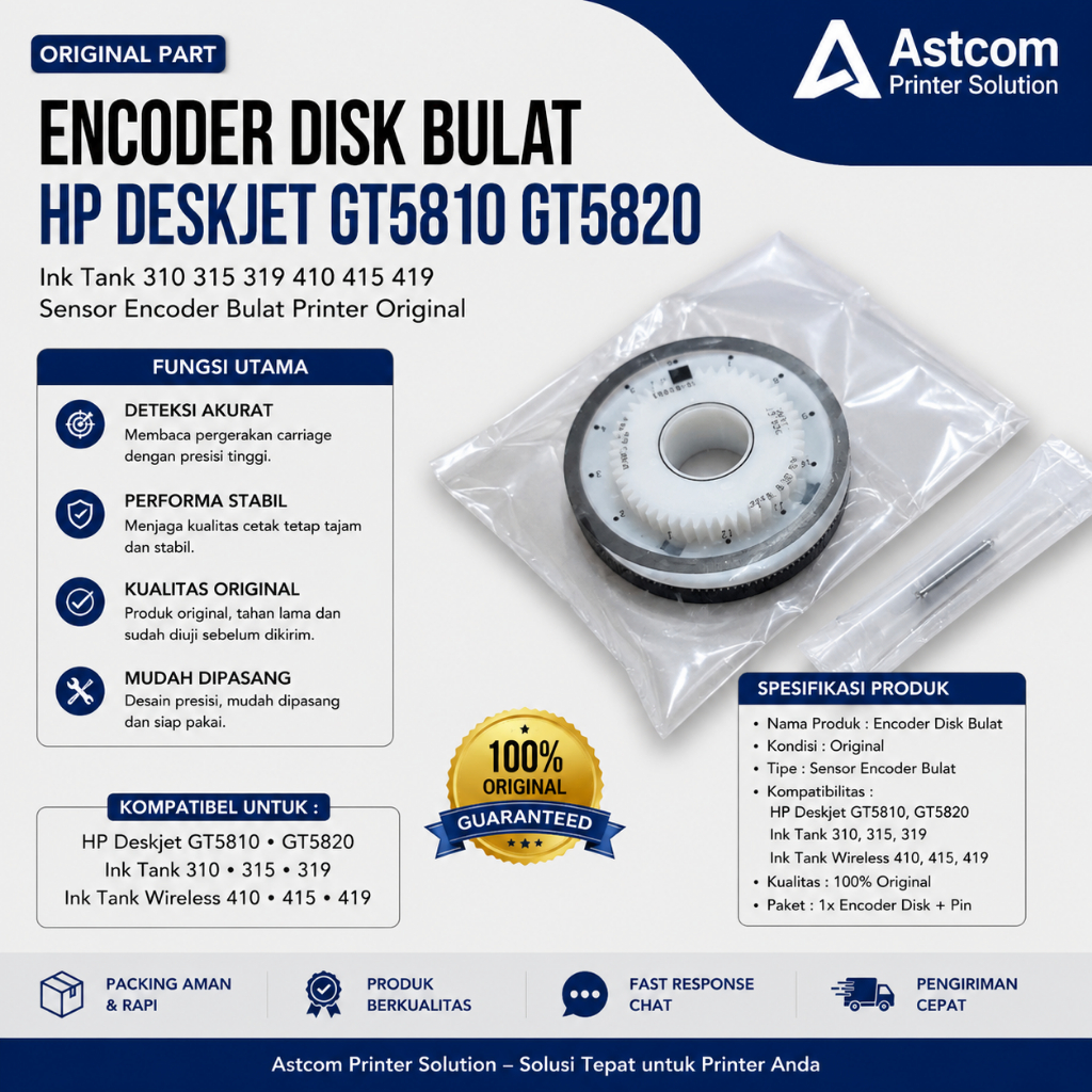 Encoder Disk HP GT5810 GT5820 Ink Tank 310 315 319 410 415 419 Sensor Encoder Bulat Printer Original