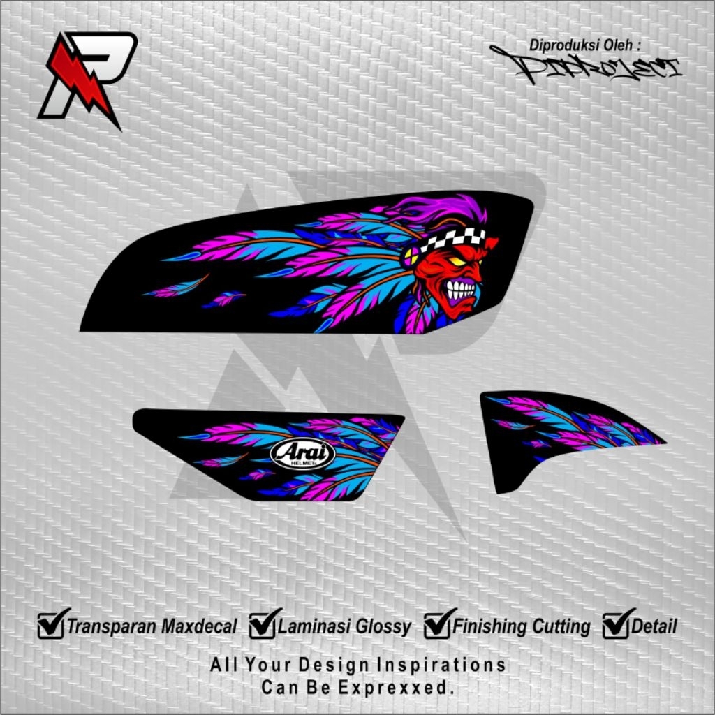 STRIPING GL 100 TRANSPARAN MOTIF ARAI RUSSEL BEBAS CUSTOM