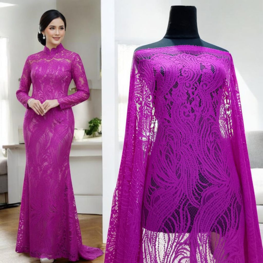 kain/bahan brukat semi prancis/kain drees/kain kebaya