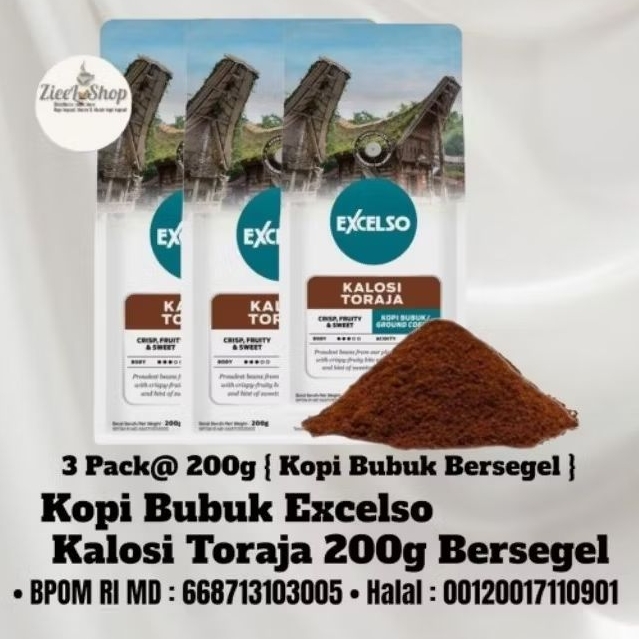 Kopi Bubuk Excelso Kalosi Toraja 200g-Coffee ground Excelso Kalosi Toraja 200g