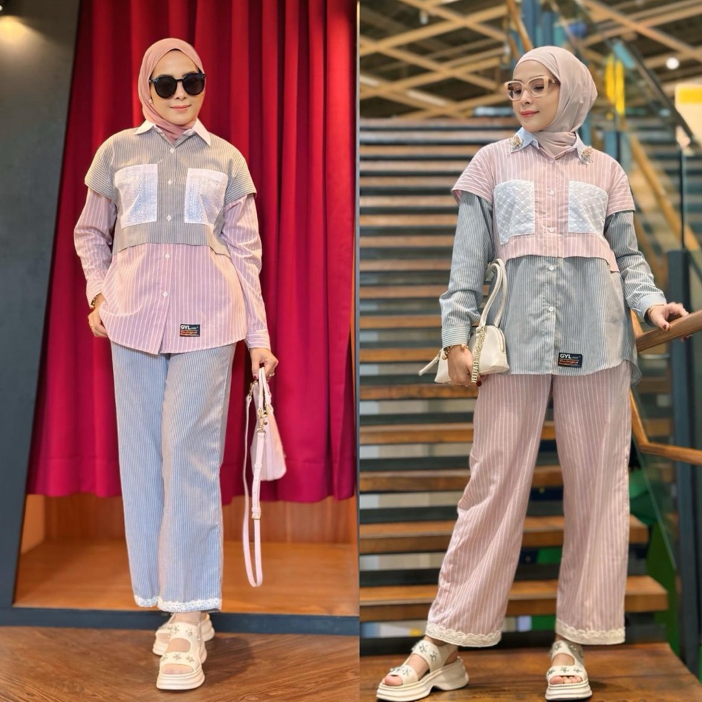 GYL Set kemeja Stripe - Set Salur By GYL