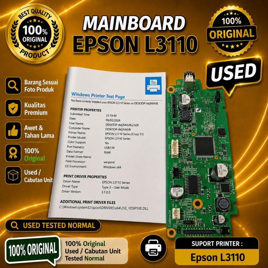Mainboard L3110 / MB L3110 / Main Board L3110 / Mainboard Epson L3110 Normal