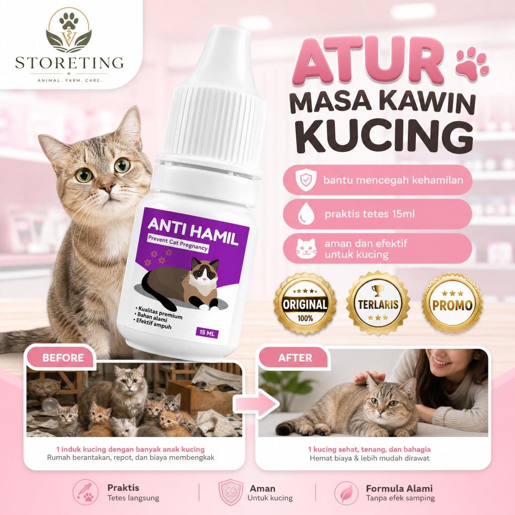 Obat Anti Hamil Kucing 15ml Vitamin Cegah Kehamilan Penurun Birahi Libido Hewan Mencegah Proses Ovul