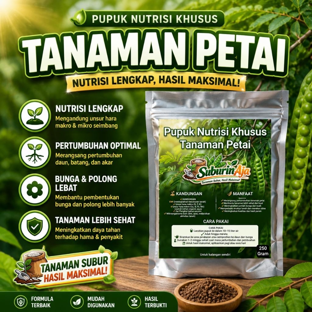 Pupuk Organik Petai Menutrisi Tanaman Melebatkan Buah SuburinAja Kemasan 250 gram