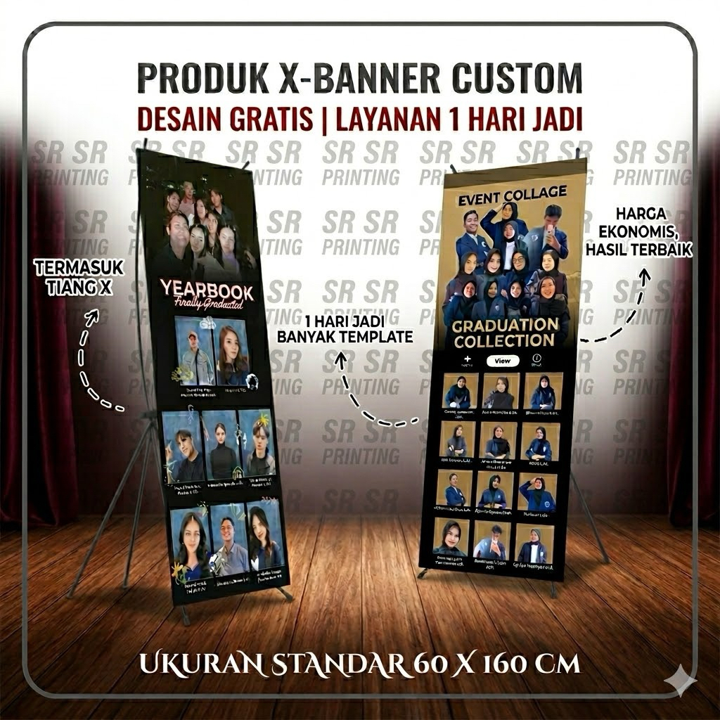 X-Banner Wisuda, Aqiqah, Cafe Dll Desain free Custom + Tihang