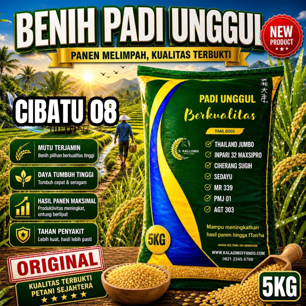 BENIH PADI UNGGUL CIBATU 08 KEMASAN 5 KG BENIH PADI KUALITAS ORIGINAL
