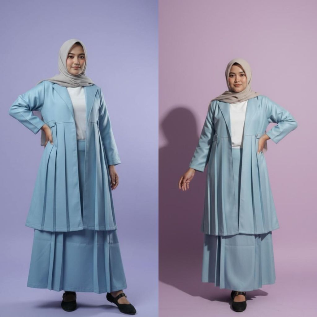 SetRok Blazer Rok Plisket // Oneset Blazer // Fashion kekinian // Muslim wear // Setelan // Setelan 