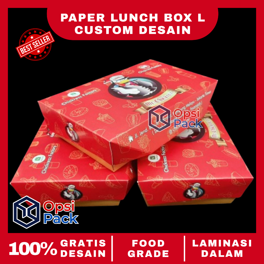 PAPER LUNCH BOX L CUSTOM GAMBAR LUNCH BOX L CUSTOM DESAIN