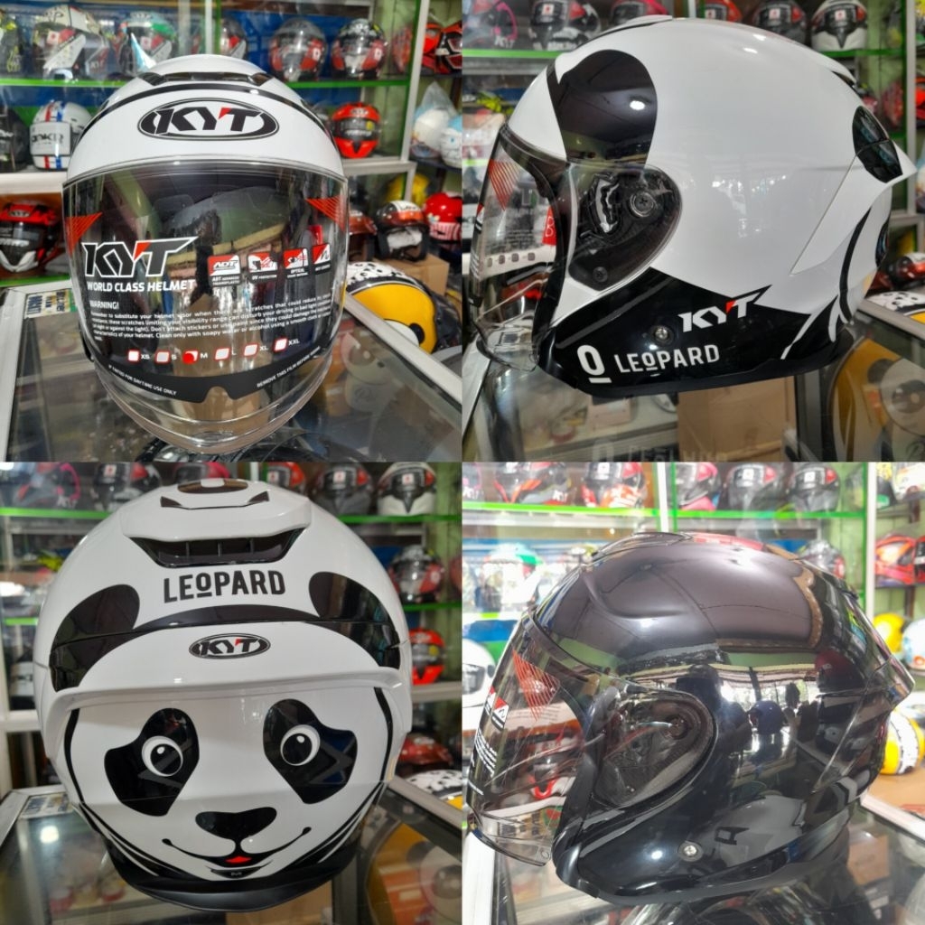 helm kyt kyoto ranger 2.0 motif leopard panda || solid original kyt