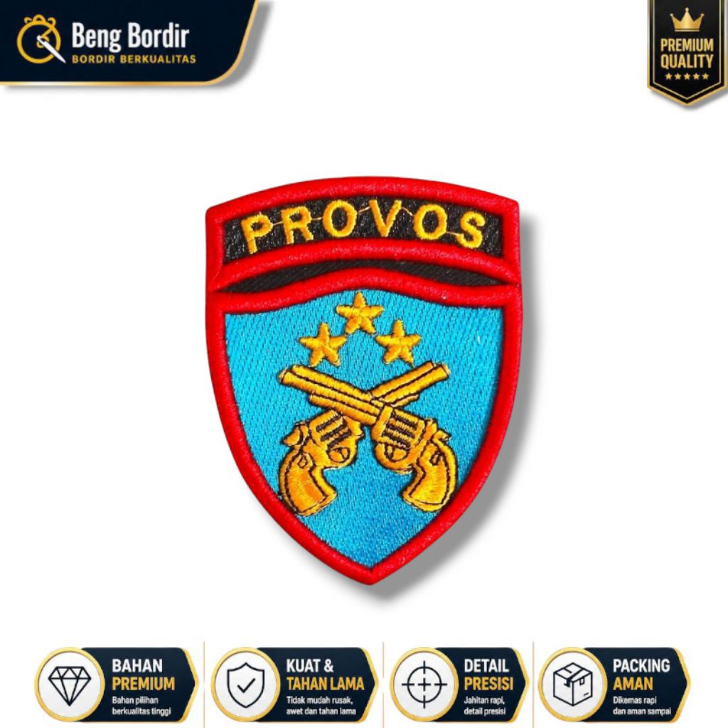 Logo Provos Polri Bordir Timbul Tebal