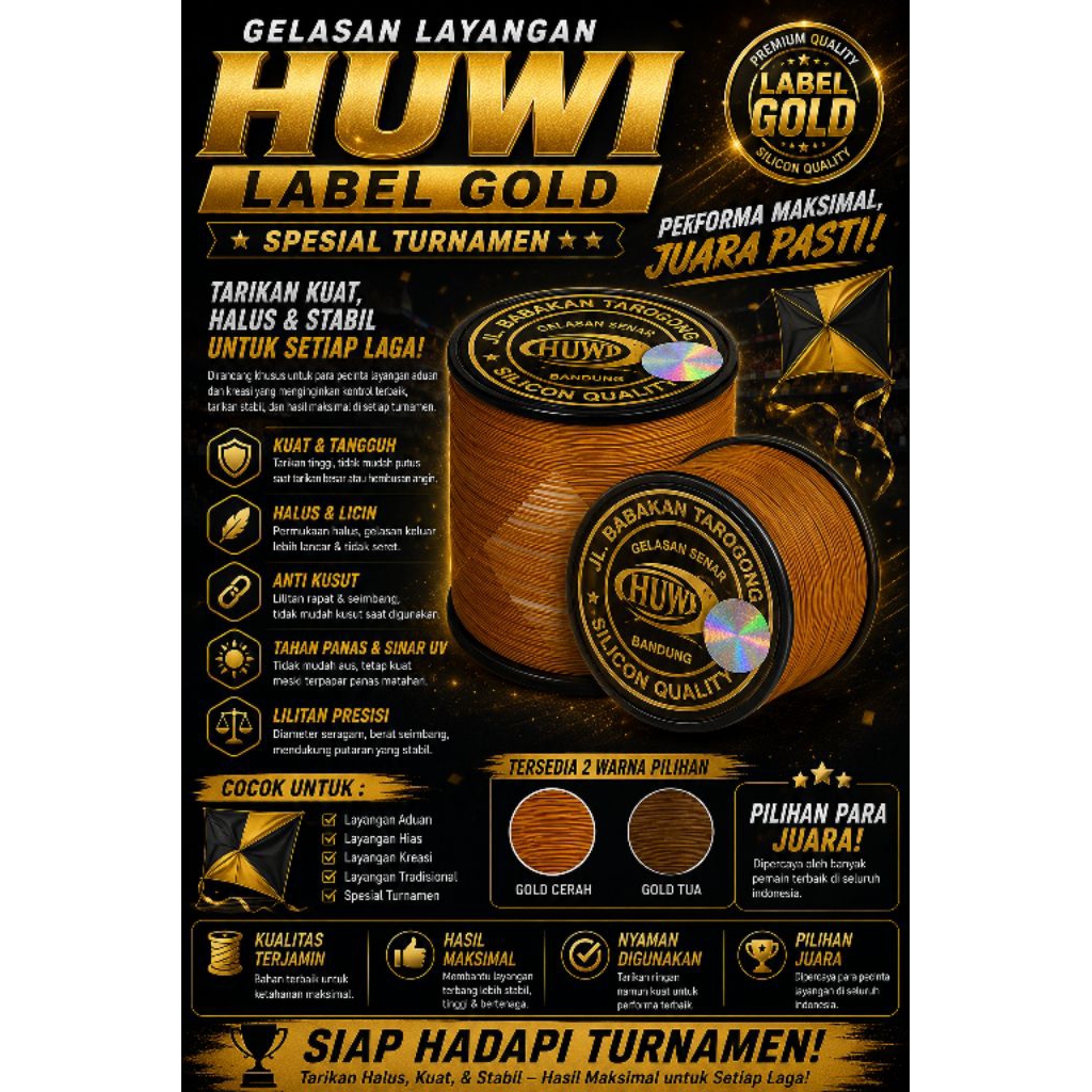 GELASAN HUWI LABEL GOLD SPESIAL PLAYER ORIGINAL