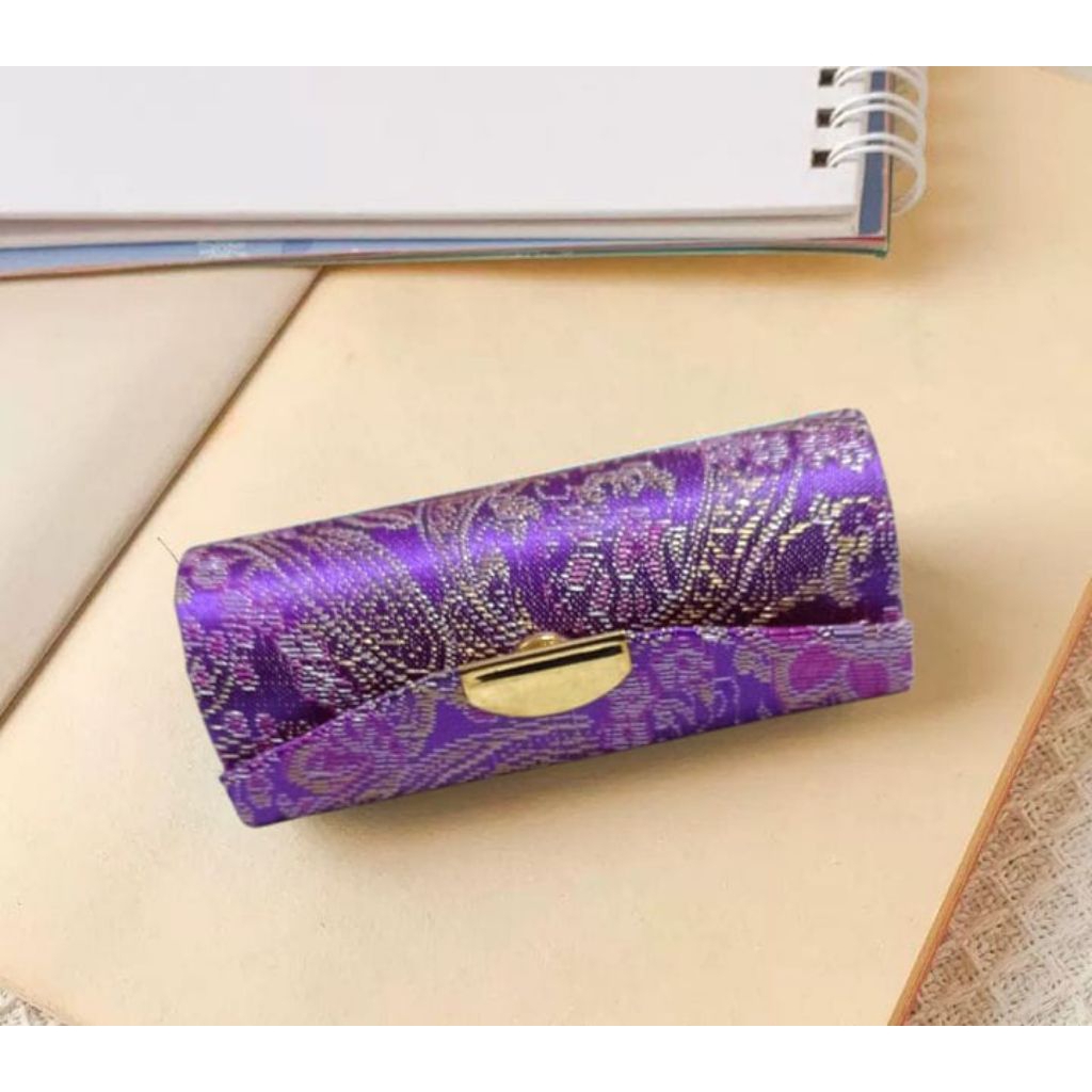 Dompet box Penyimpanan Lipstik Warna Ungu Motif random