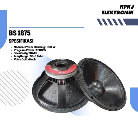 SPEAKER KOMPONEN BLACK SPIDER 1875 WOOFER 18 INCH SPEAKER BS 1875 18INCH