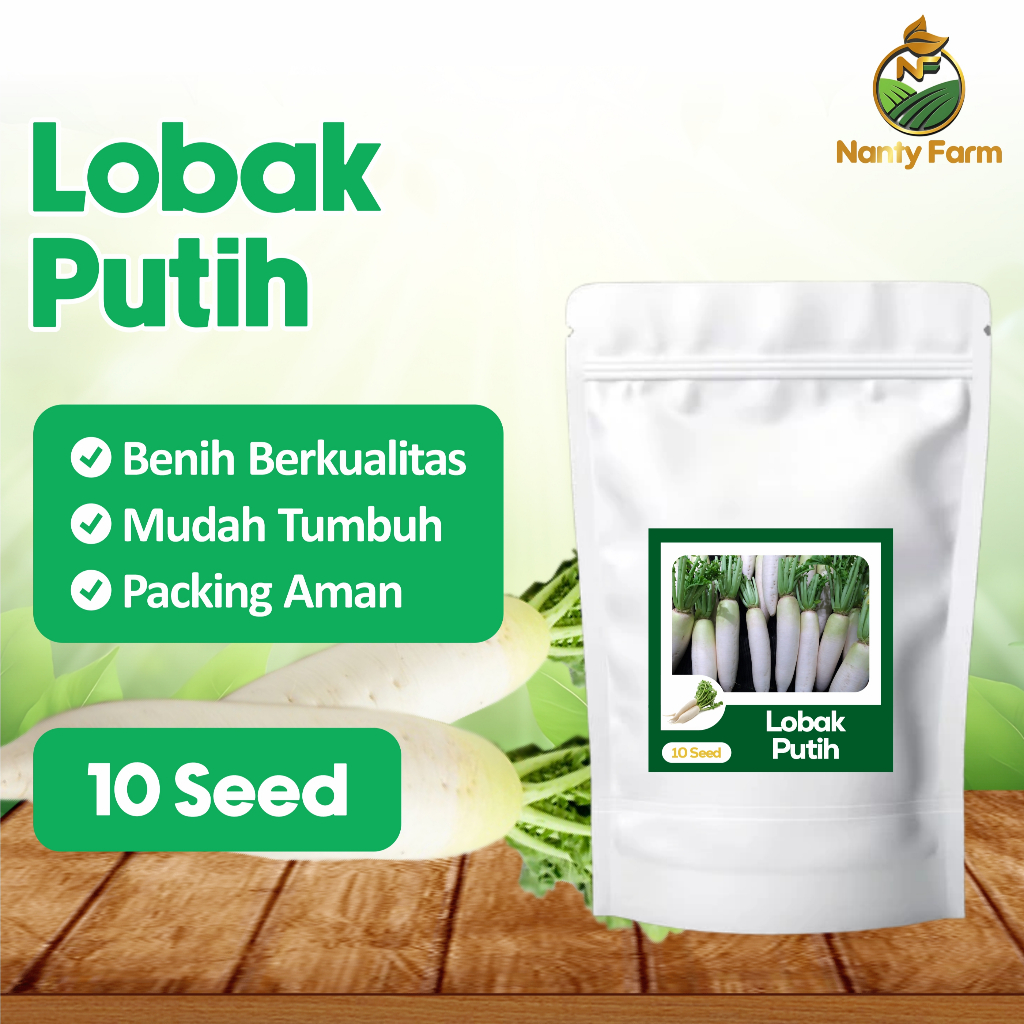 10 Benih Lobak Putih Kemasan Alumunium Foil,Lobak Putih