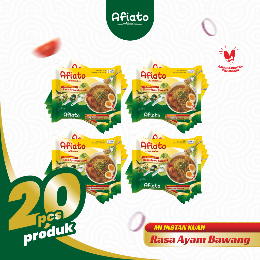20 Pack Mie Instan Kuah Afiato Rasa Ayam Bawang | Enak Murah Bermanfaat | Mie Enak Kaya Manfaat | Mi