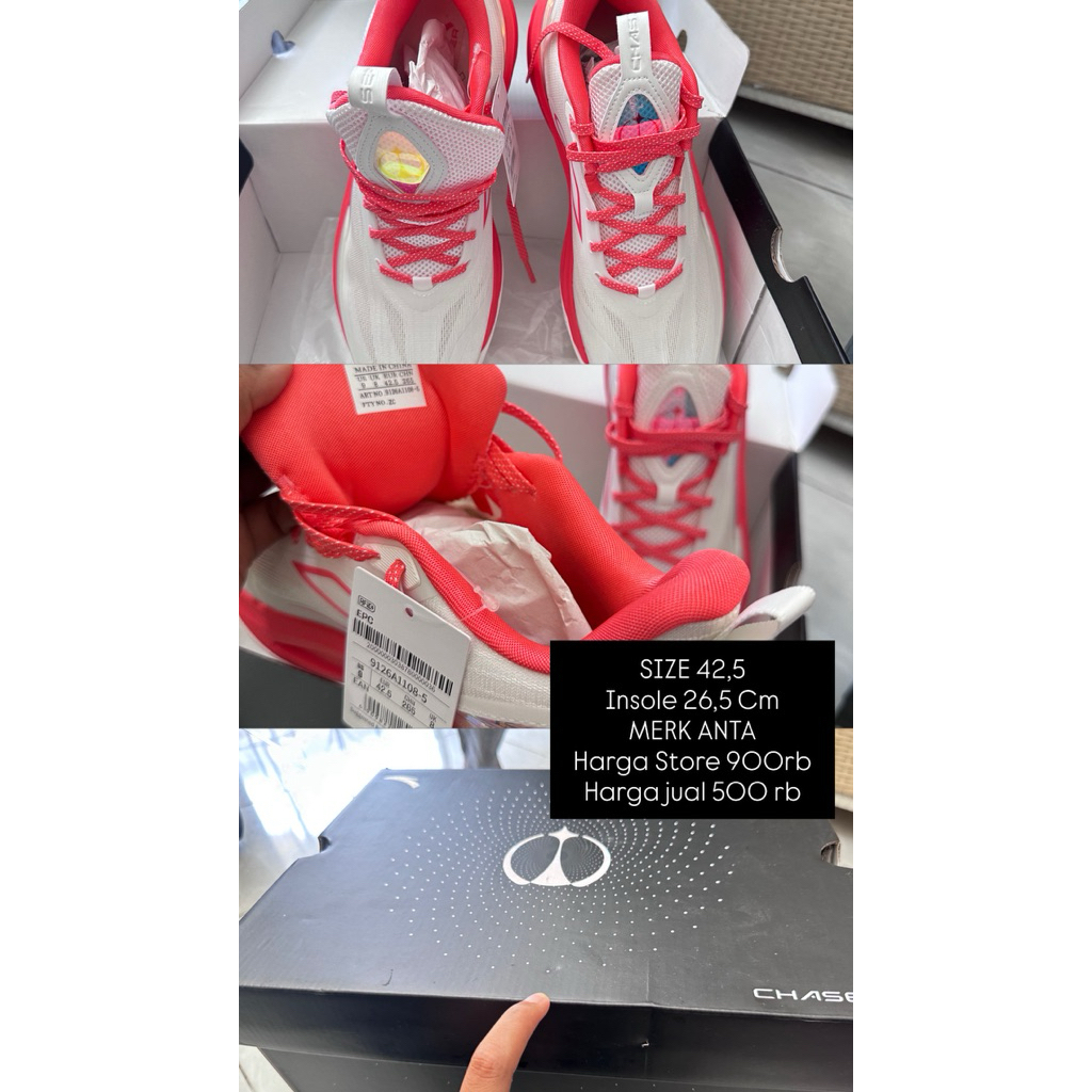 ANTA SPORT SHOES ORIGINAL BNIB SIZE 42.5 SEPATU OLAHRAGA RUNNING ANTA ORIGINAL
