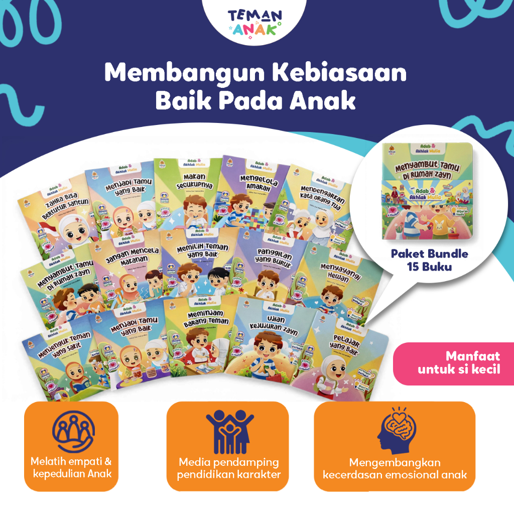 Teman Anak - Buku Cerita Islami Full Color tentang Adab & Akhlak Muslim | Cerita Edukatif Sebelum Ti