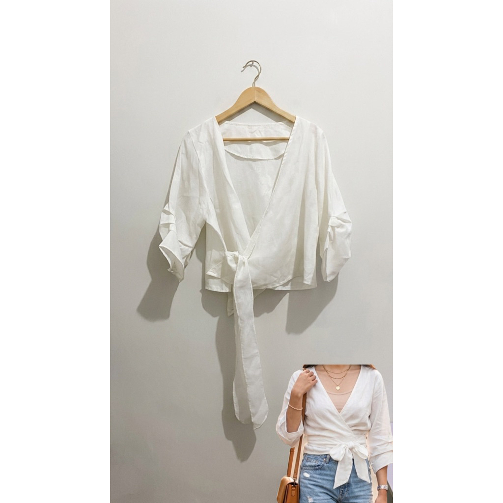 [Preloved] Outer Crop Tali Putih⁠
