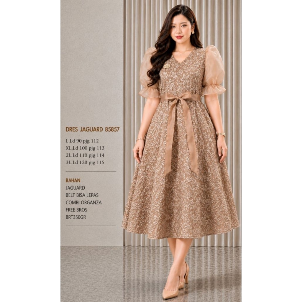 dress natal jaguard 85857 jumbo gaun pesta bridesmaid gereja real picture
