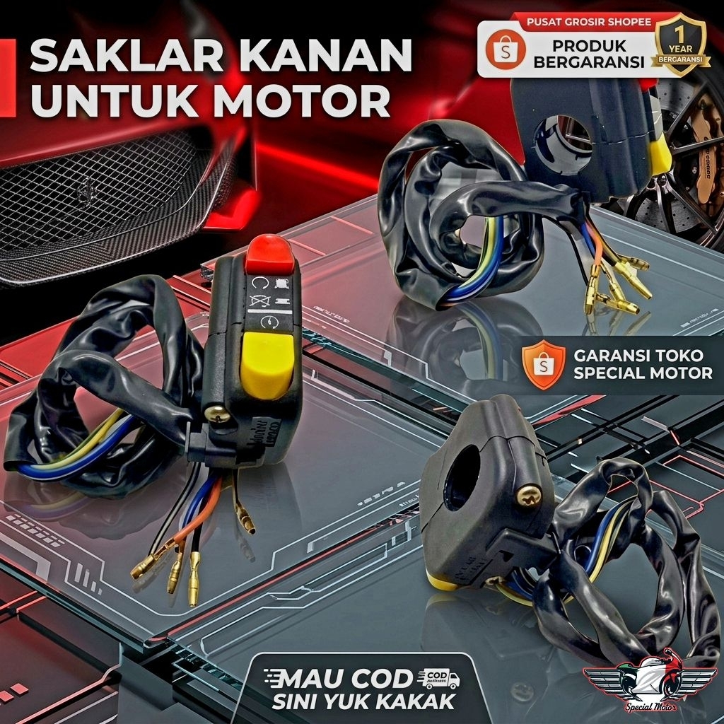 saklar stang kanan on off stater 2 tombol premium universal semua motor klx trial crf vixion satria 