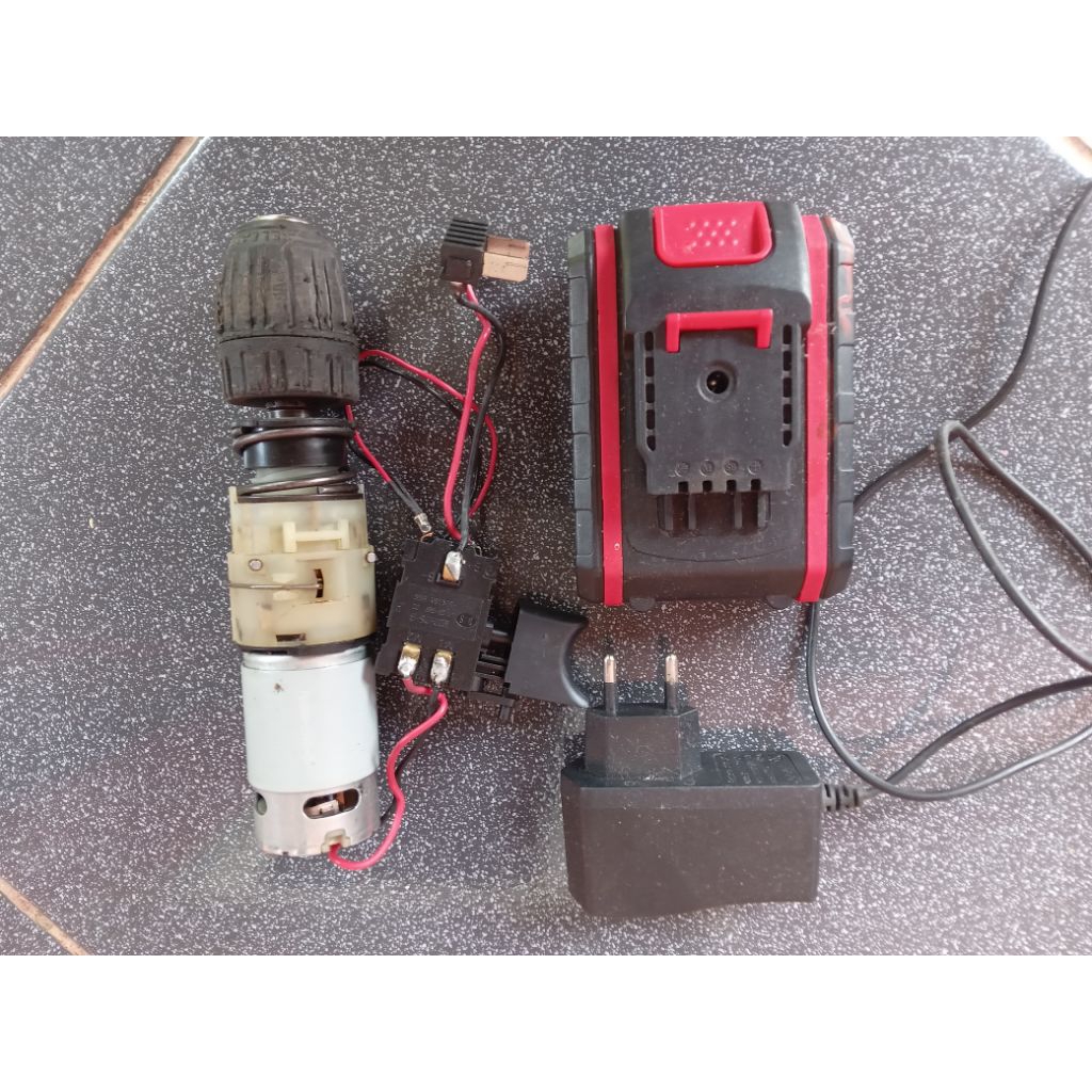 mesin bor cordless dan baterai dan power suplay(second)