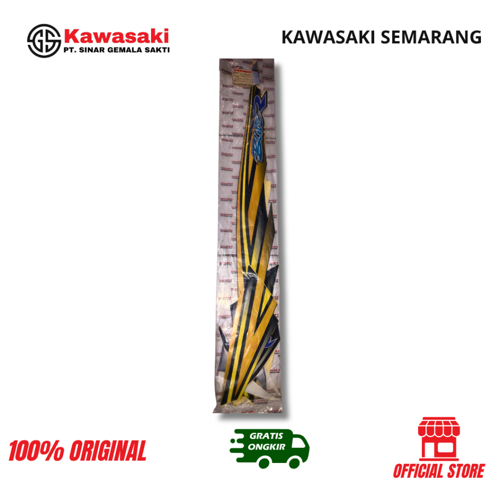 Striping Stiker Body Full Set Kuning Kawasaki Blitz R Original (40210-0455)