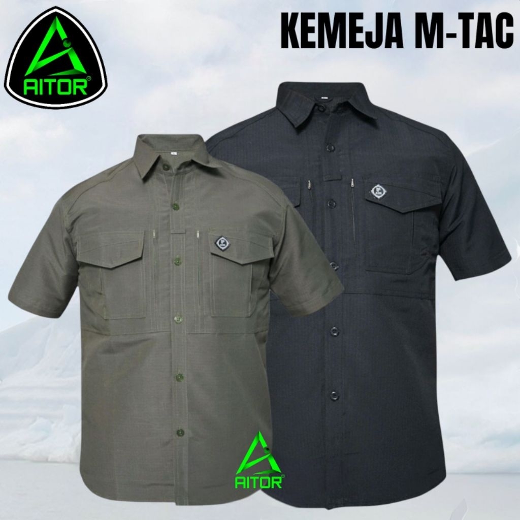 Kemeja Tactical M-TAC TERMURAH Lengan pendek Baju Kemeja Taktikal Lapanga Army Hitam Cream Navy Abuu