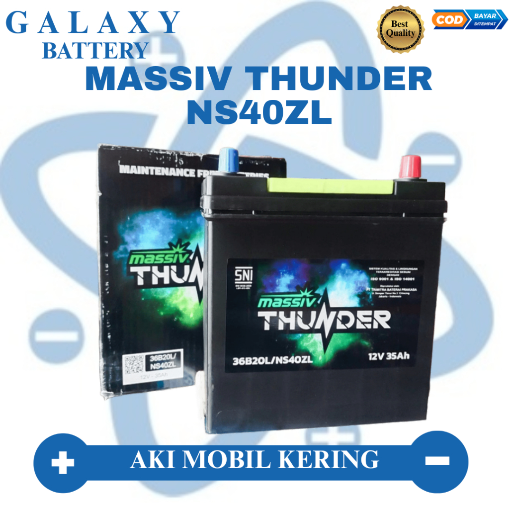 Aki Mobil MF NS40ZL Massiv Thunder Agya Ayla Brio Jazz
