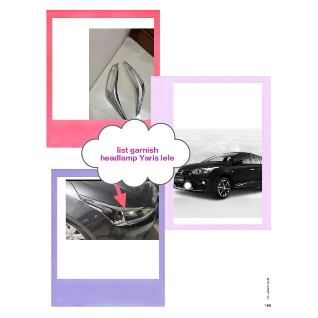 list garnish headlamp atau lampu depan Yaris lele 2013-2018 pelindung mika lampu dari benturan supay