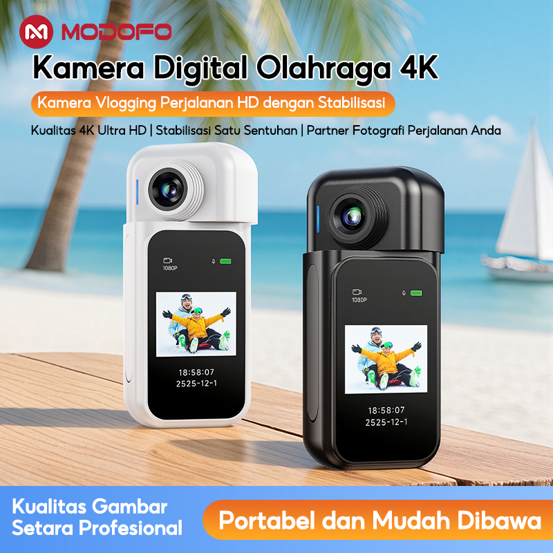 modofo kamera vlog 4K FOaction cam 1080P WIFI Outdoor Vlog Motor Monitoring 180° Waterproof dengan M