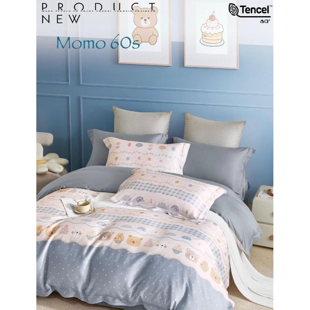 sprei tencel 60s sutra organik beruang bear premium ori halus lembut anti alergi serat bambo custom 