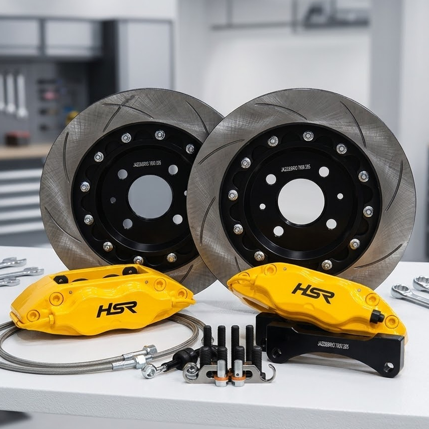 BBK YELLOW HSR 4 PISTON MZ7600 FRONT 295X24 SLOTTED JAZZ&BRIO 2018 BREMBO BBK HSR