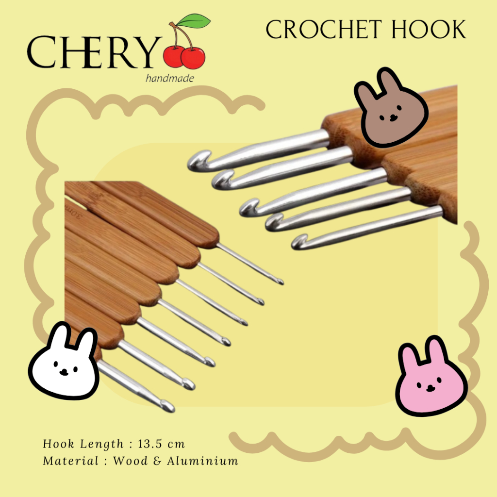 Hakpen (Alat / Jarum Rajut) Crochet Hooks - Gagang Kayu
