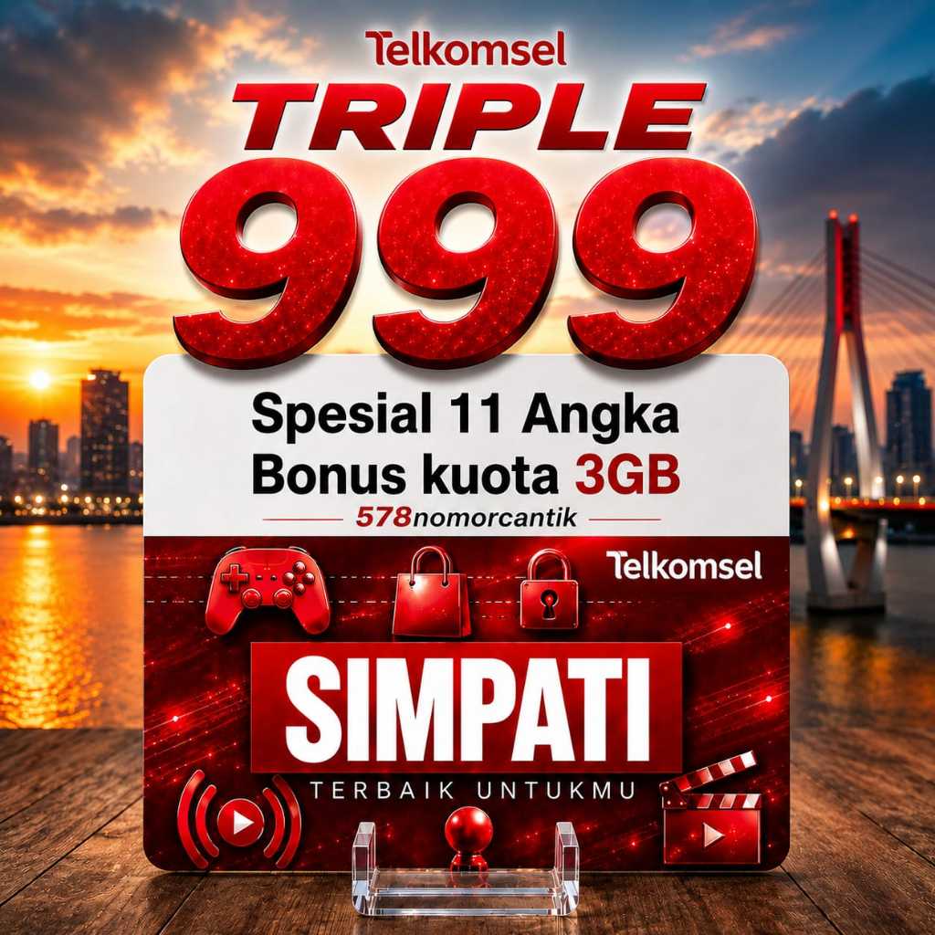 Nomor Cantik Telkomsel Spesial 11 Angka Triple 999 Eksklusif 