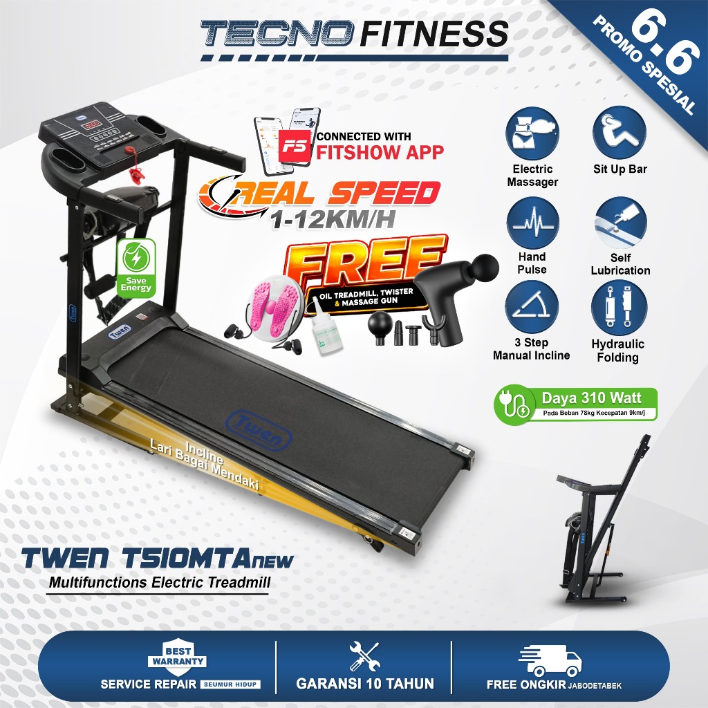 Twen T512HA+M Treadmill Listrik Elektrik Treadmill Multifunction