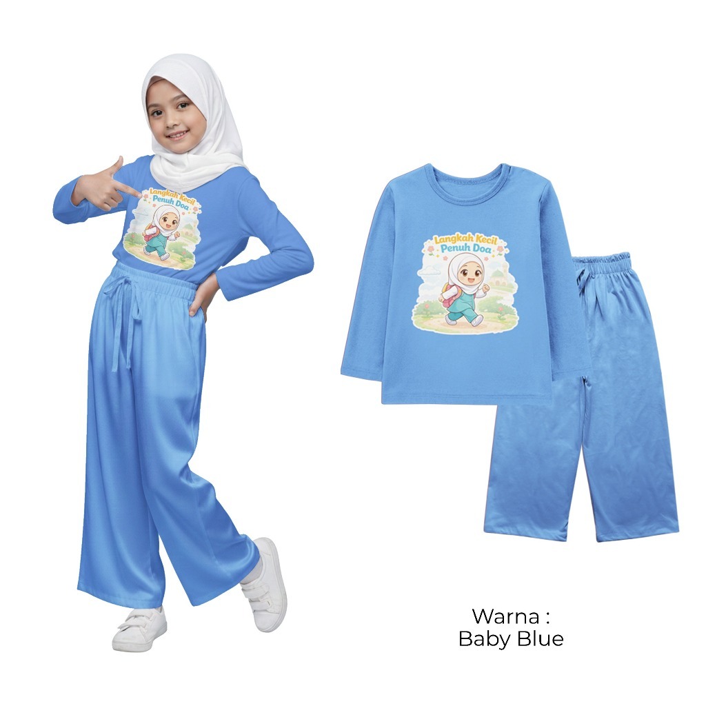 One Set Anak Perempuan Lengan Panjang Celana Kulot