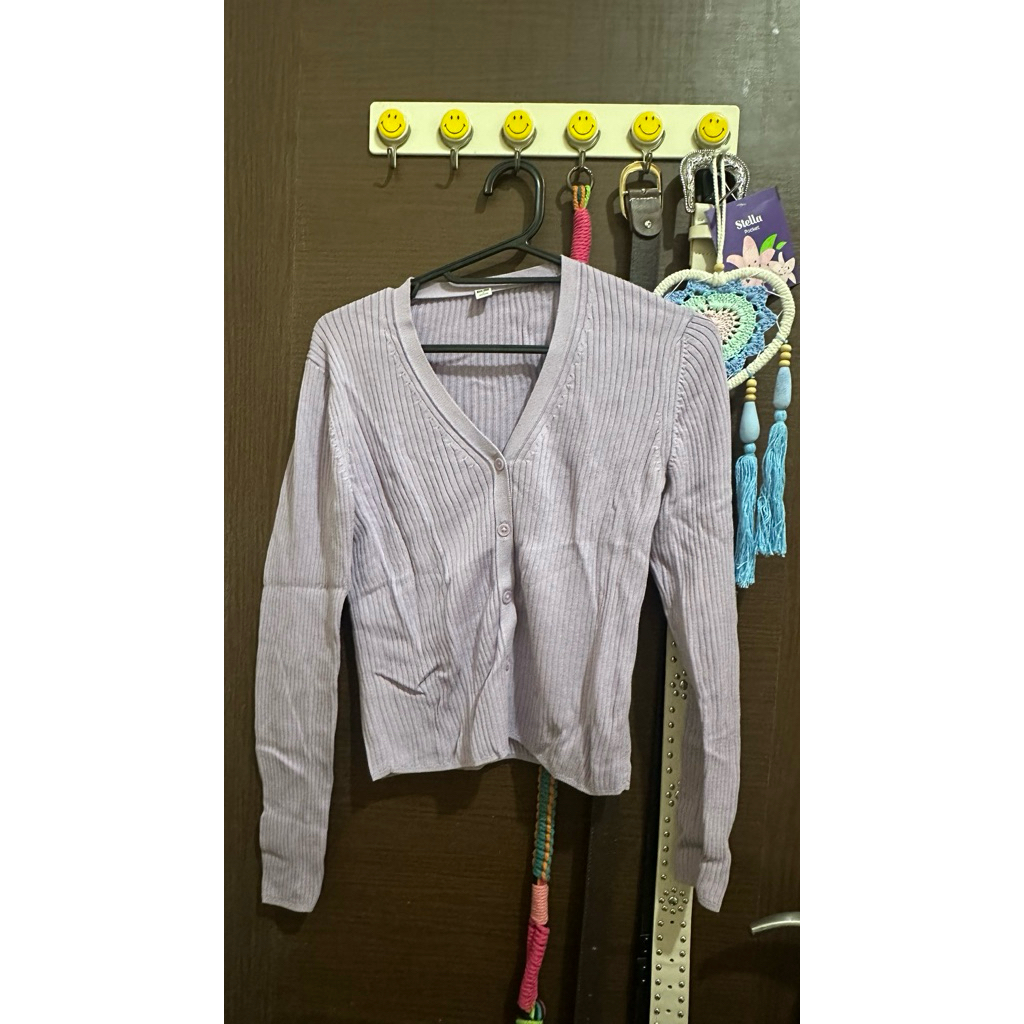 cardigan uniqlo lilac