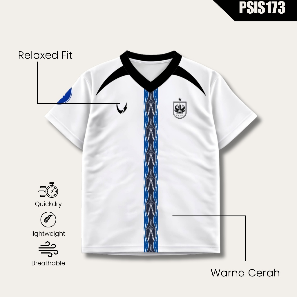 JERSEY BOLA FULL PRINTING PSIS SEMARANG AWAY 2021 BAHAN DRYFIT MILANO FREE NAMESET